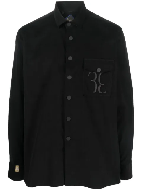 Billionaire monogram-embroidered cotton-corduroy shirt Black OACCMRP2109BLE008N
