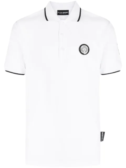 Plein Sport SS logo-patch cotton polo shirt White AACCMTK6519STE003N