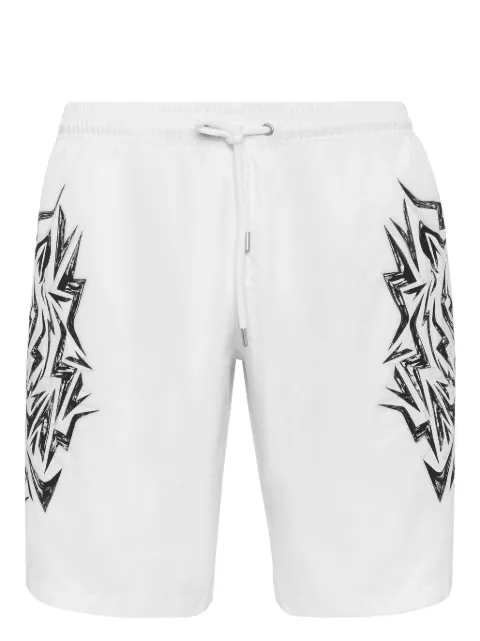 Plein Sport graphic-print swim shorts White AACCMMX0074SJY001N