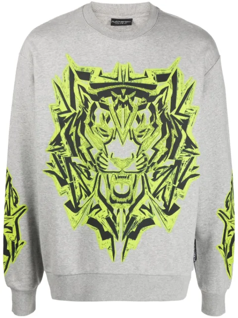 Plein Sport Thunder Tiger cotton blend sweatshirt Grey AACCMJO1097STE003N
