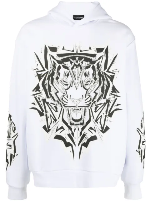 Plein Sport Thunder Tiger graphic-print hoodie White AACCMJB3106SJO001N