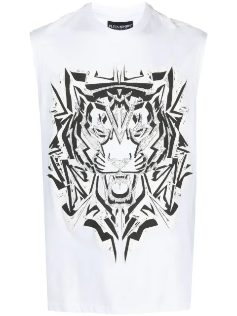 Plein Sport Thunder Tiger cotton tank top White AACCMTK6533STE003N