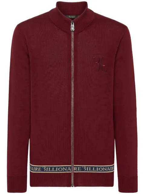 Billionaire logo-embroidered zip-up jumper Red OACCMKO1285BKN001N