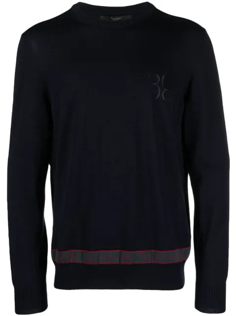 Billionaire LS logo-embroidered wool-silk jumper Blue OACCMKO1280BKN001N
