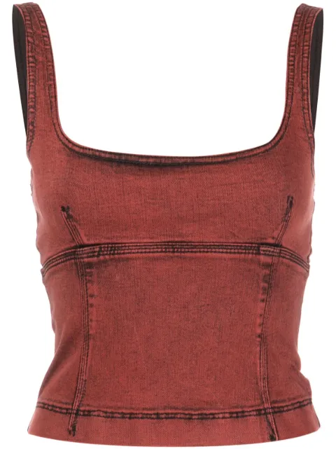 Patrizia Pepe panelled sleeveless denim top Red 8C0615D047