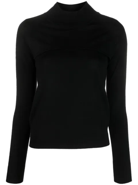 Patrizia Pepe long-sleeved cut-out wool T-shirt Black 8K0150KM36