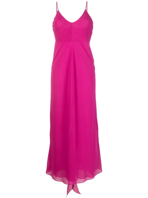 Patrizia Pepe ruched georgette crepe maxi flared dress Pink 8A1214AD08