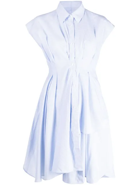 JNBY ruffled fitted-waist cotton dress Blue 5N5G13690