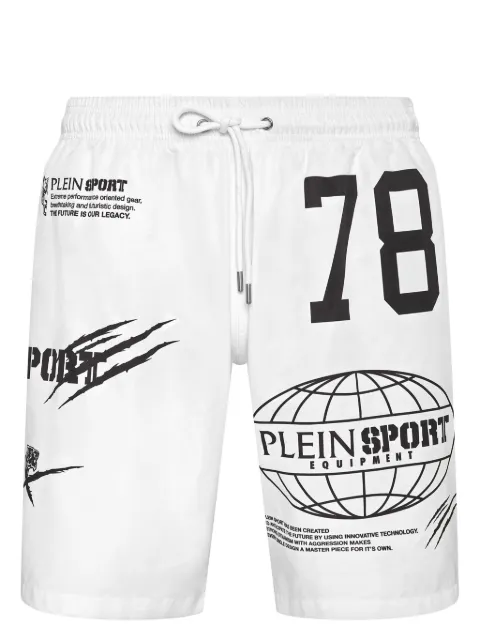 Plein Sport logo-print swim shorts White AACCMMX0070SJY001N