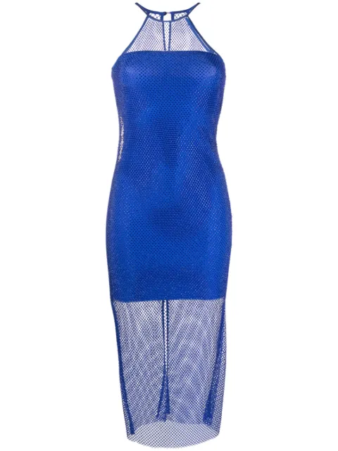 Patrizia Pepe Rhinestone-embellished mesh midi dress Blue 8A1011A9U8C966