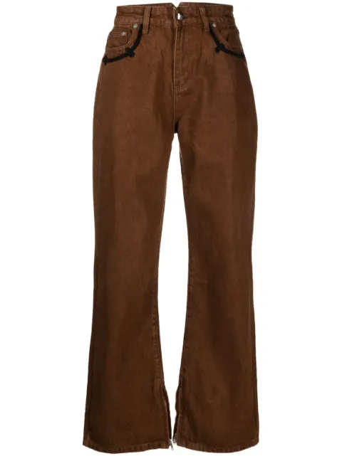 Youths In Balaclava high-rise straight-leg trousers Brown YOU07P102