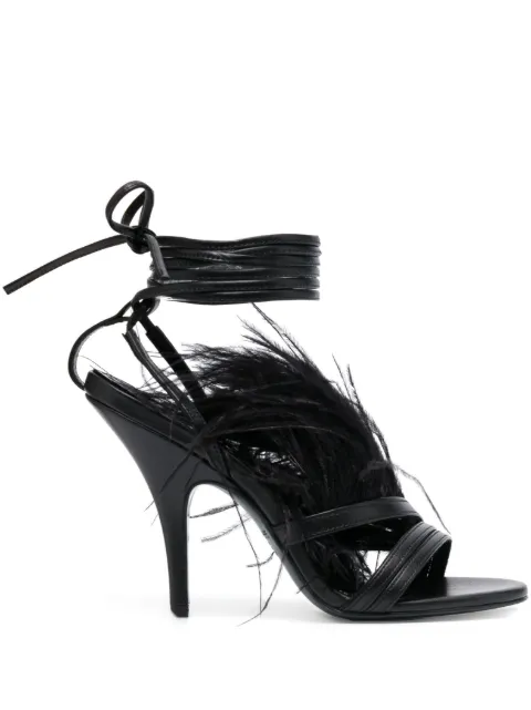 Patrizia Pepe 115mm ankle-tie leather sandals Black 8X0034L048K103