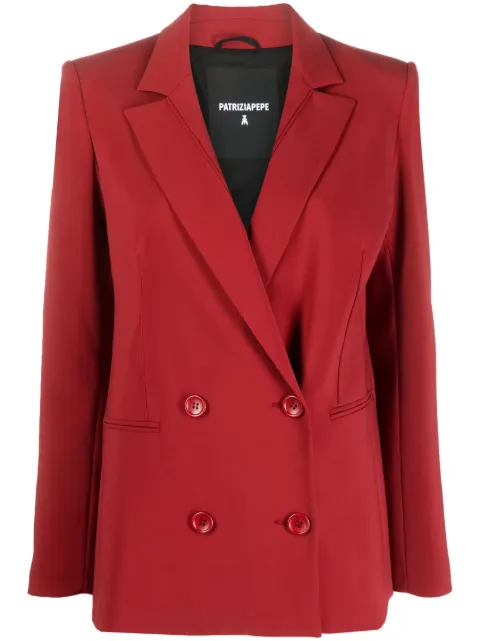Patrizia Pepe feather-detailing double-breasted blazer Red 8S0473A6F5