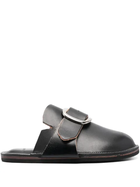 Youths In Balaclava decorative-buckle leather slippers Black YOU07SH102
