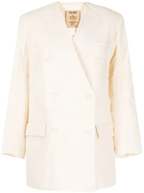 Uma Wang cotton double-breasted blazer White UW6006