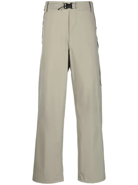 C.P. Company logo-patch belted wide-leg trousers Green 15CLPA053A005967A335