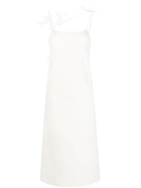 Jil Sander feather-trim slip dress Neutrals J03CT0153J18270