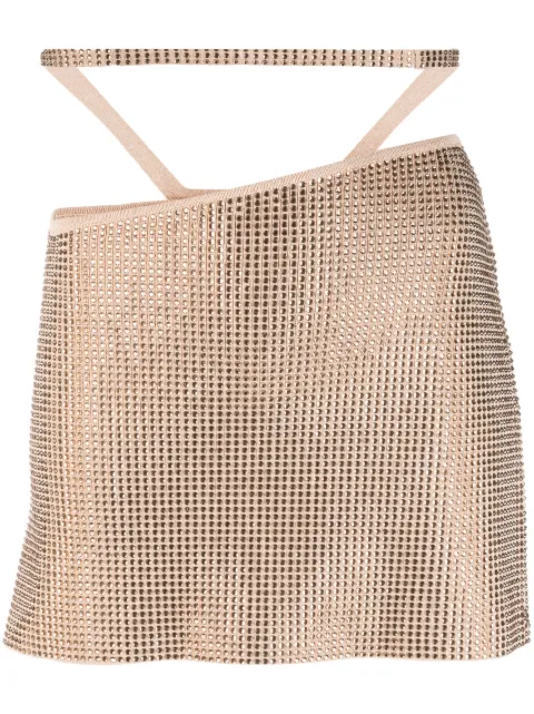 ANDREĀDAMO rhinestone-embellished mini skirt Gold ADSS23SK08135268