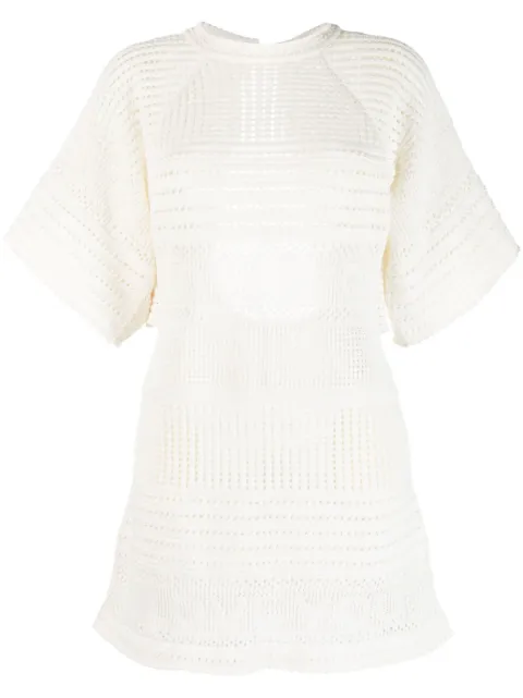 Stella McCartney I Love You crochet-knit minidress White 6K04493S2413