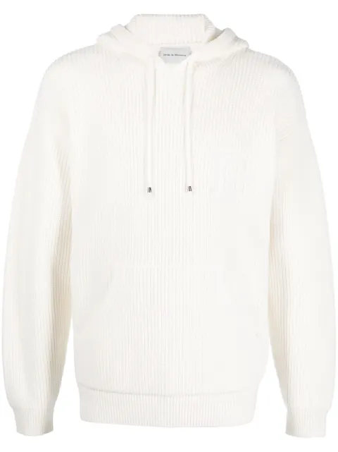 Drôle De Monsieur logo-embroidered waffle-knit hoodie White PO127CO057