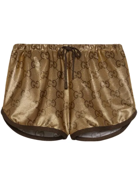 Gucci metallic monogram drawstring shorts Gold 743002XJFE0