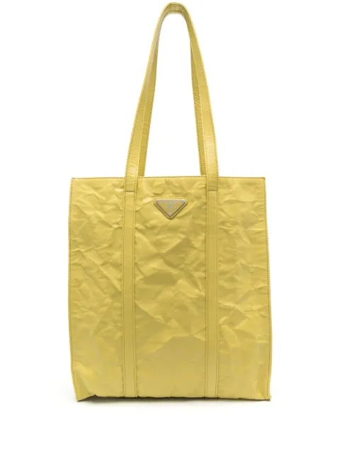 Prada logo-plaque tote bag Yellow 1BG459VOOOUVL