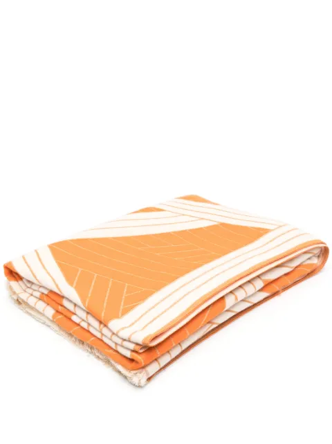Missoni Home asymmetric-pattern knitted throw Orange 1C3PL99009