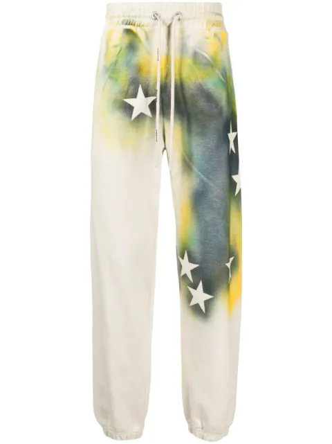Palm Angels star-print cotton track pants White PMCH011S23FLE0020184