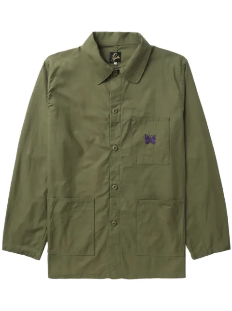 Needles embroidered cotton shirt jacket Green MR220M