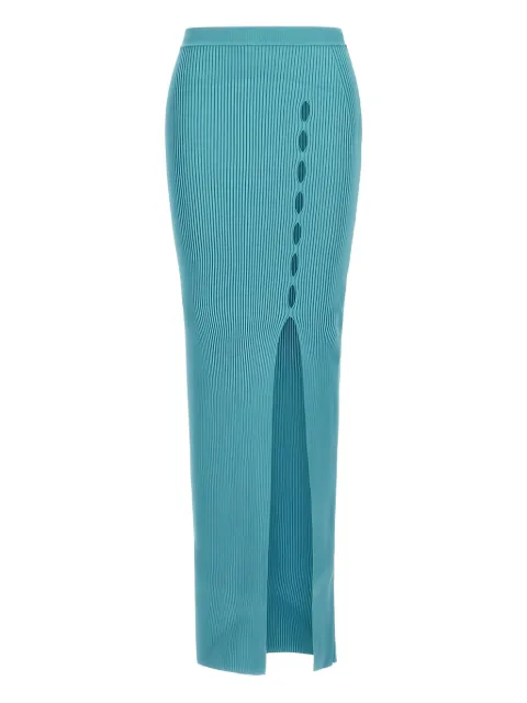 Roberto Cavalli ribbed side-split long skirt Blue RKM301MG011