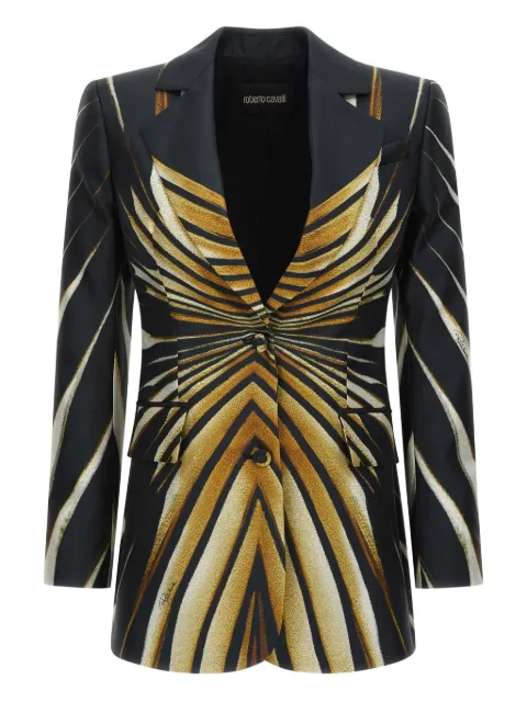 Roberto Cavalli Ray Of Gold-print tailored blazer Gold RWT4054QI12