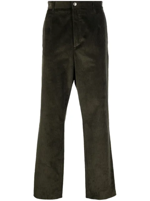 Roberto Cavalli logo-embroidered corduroy trousers Green RRT210VL110