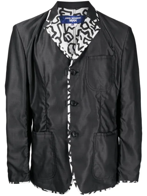 Junya Watanabe MAN contrasting-trim buttoned blazer Black WKJ007