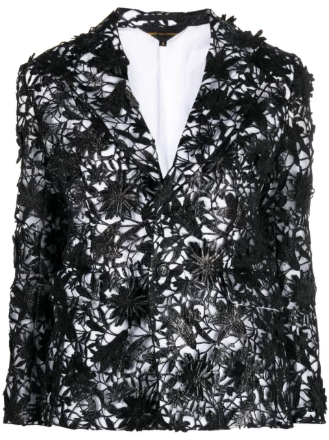 Comme Des Garçons floral-lace single-breasted blazer Black GKJ014