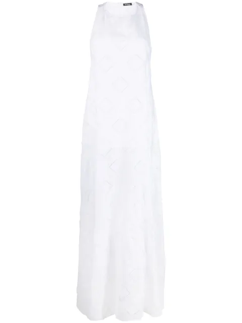 Kiton perforated-detailed maxi dress White D53301K0990B01008