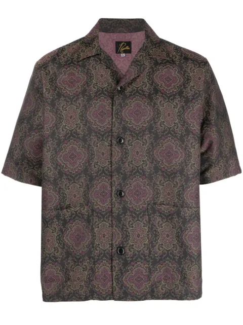 Needles geometric-pattern short-sleeved shirt Black MR096