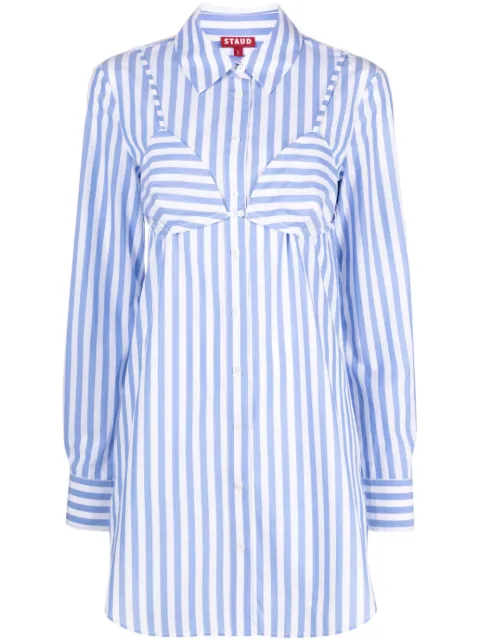 STAUD Alita striped poplin shirtdress Blue 5167939