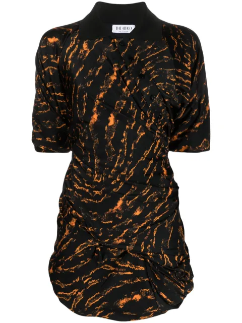 The Attico abstract-print gathered mini dress Black 236WCA222PA40501