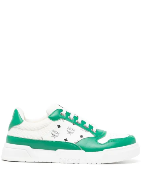 MCM Skyward monogram-print low-top sneakers Green MEXDASW01