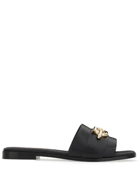 Ferragamo Gancini-plaque leather slides Black 763941