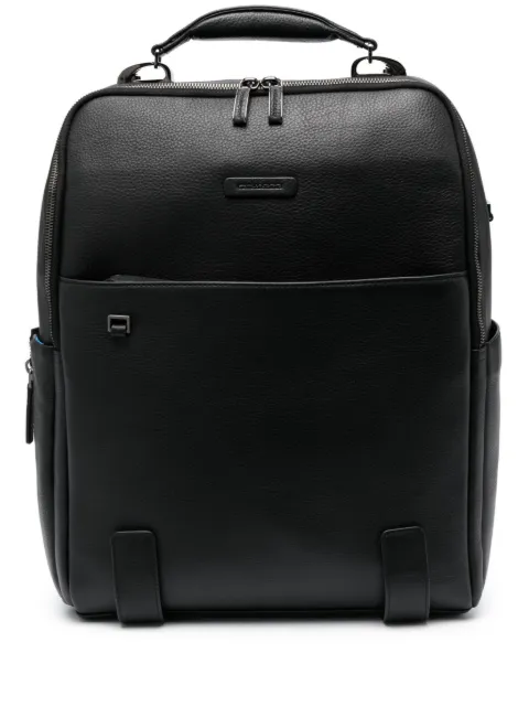 PIQUADRO logo-patch leather backpack Black CA4818MOS