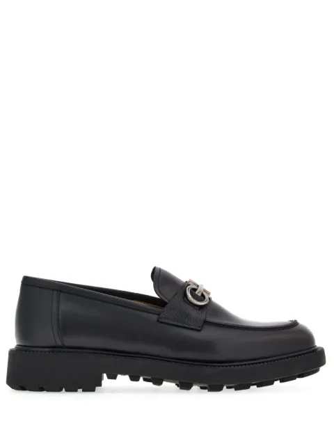 Ferragamo Gancini-plaque leather loafers Black 762334