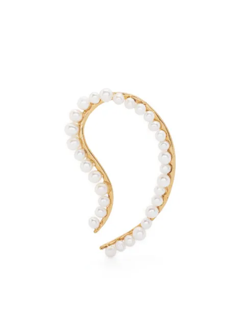 BEATRIZ PALACIOS Bandage pearl-embellished single earring Gold P03DOM