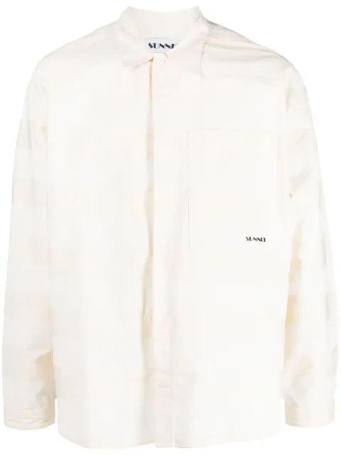 Sunnei stripe-pattern cotton shirt Neutrals MRTWMSHR024COT046
