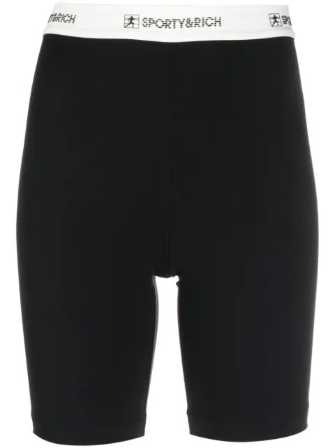 Sporty & Rich logo-waistband shorts Black SH835BK