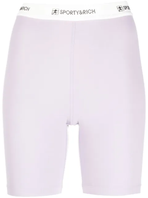Sporty & Rich logo-waistband shorts Purple SH835LILILACBLACK