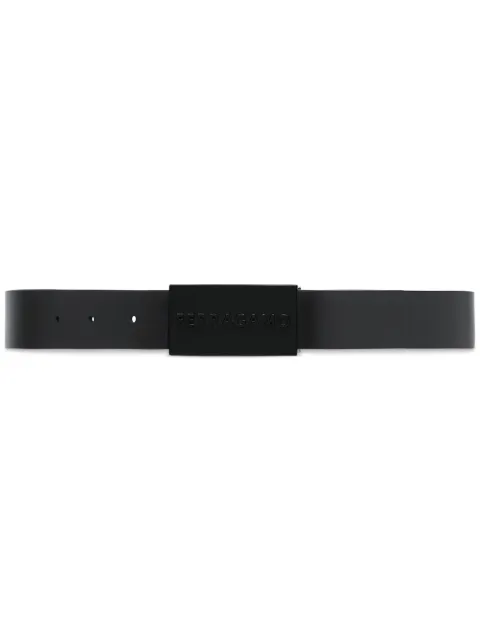 Ferragamo logo-engraved buckle leather belt Grey 764838