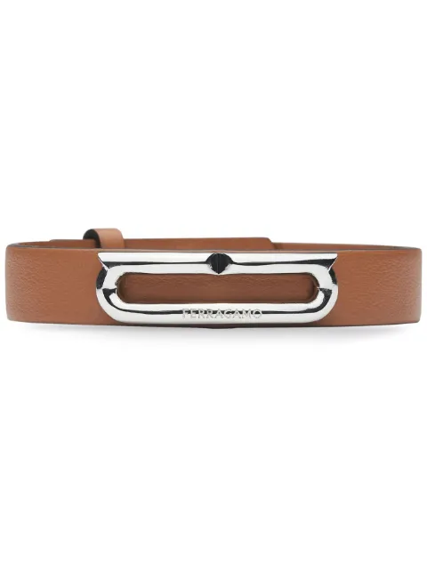 Ferragamo Gancini-plaque leather bracelet Brown 764614