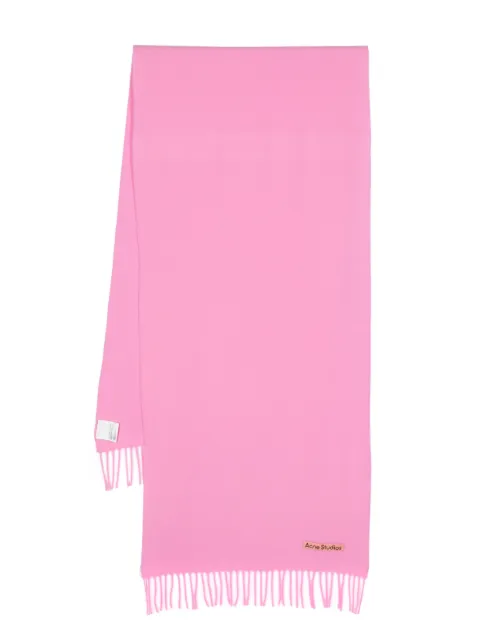 Acne Studios logo-tag frayed-edge scarf Pink CA0210