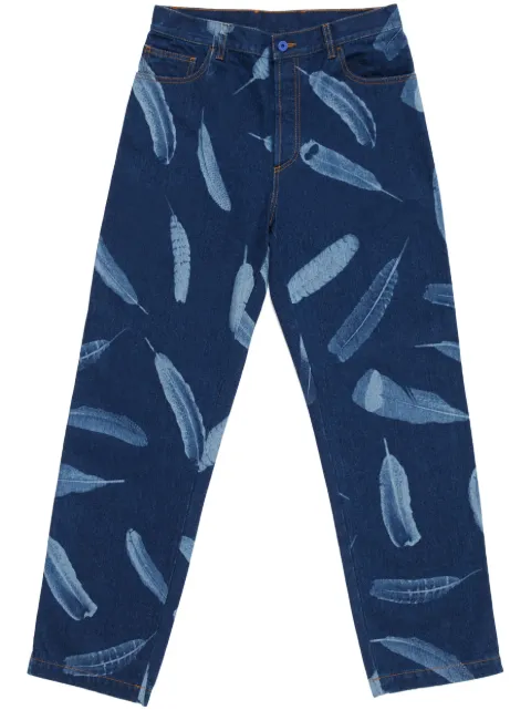 COUNTY OF MILAN Feathers straight-leg jeans Blue CMYA033F23DEN0023401